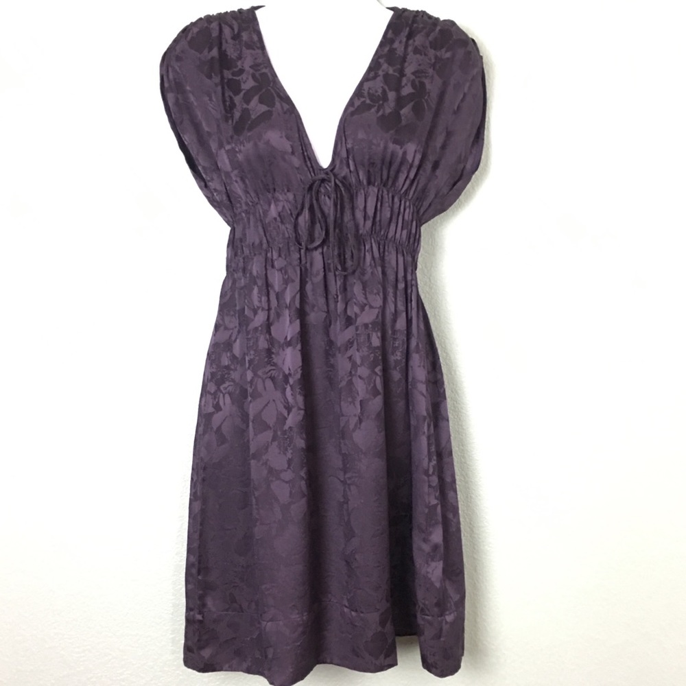 Anthropologie Silk Purple Burnout Floral Dress